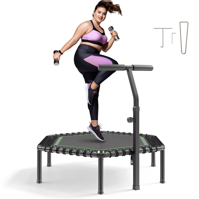 VEVOR Μίνι Τραμπολίνο Γυμναστικής 138,5 cm έως 205 kg με Ρυθμιζόμενη Λαβή 3 Επιπέδων για Εσωτερική και Εξωτερική Άσκηση LJXJSBC48INDH96HM001V0