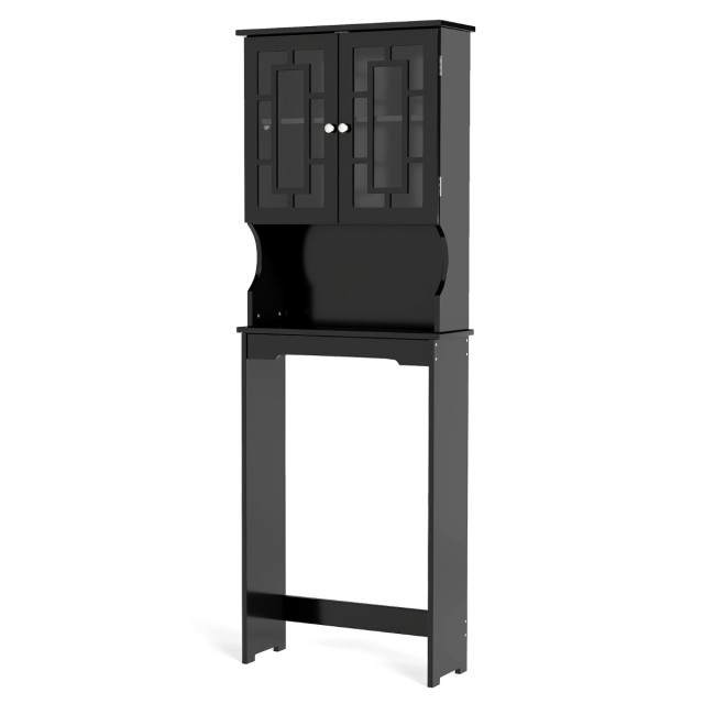 Costway Μαύρο Ντουλάπι Μπάνιου με 3 Ράφια για Πλυντήριο Ρούχων JV10740DK