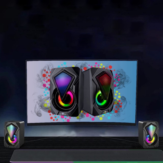 BAKAJI Σετ 2 Ηχεία Gaming PC με LED RGB, USB, Bluetooth/Aux 02838925