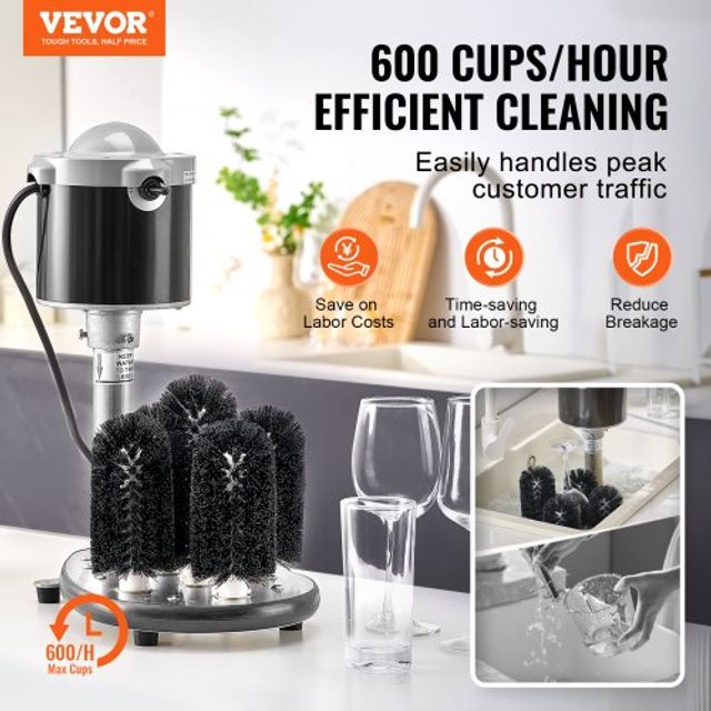 VEVOR Ηλεκτρικό Πλυντήριο Ποτηριών 5 Βουρτσών για 600 Ποτήρια/ώρα DDXBJDRDJBFS91AQMV2
