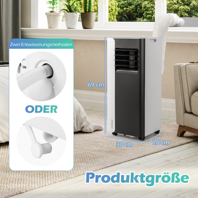 Costway Φορητό Κλιματιστικό 3-σε-1 7000BTU για Χώρους έως 28㎡ Μαύρο FP10957DE-BK