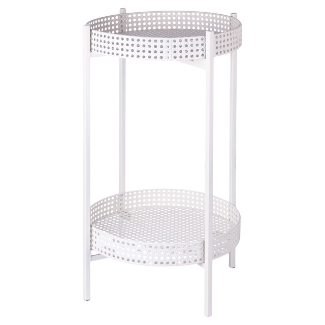 Galileo Πολυλειτουργικό τραπέζι Tavolino, 2 ραφιών, με όψη ψάθας Βιέννης, αναδιπλούμενη δομή από σίδηρο, σε χρώμα κρέμας Est 5920964