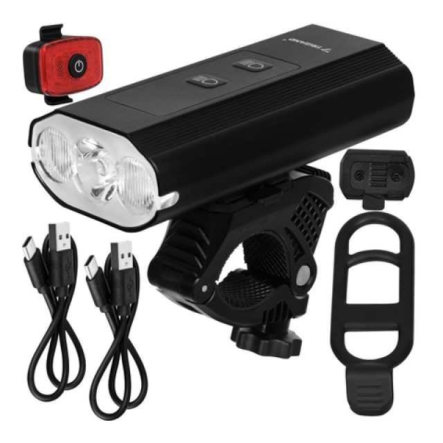 Trizand Φως Ποδηλάτου LED 1300lm με Πίσω Φως, Powerbank, USB-C, IP65 27800
