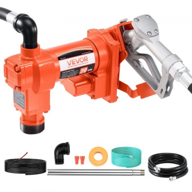 VEVOR Αντλία Μεταφοράς Καυσίμων 12V DC 20 GPM με Σωλήνα & Ακροφύσιο για Βενζίνη και Πετρέλαιο FBBMG20GPM14HBWK1001V9