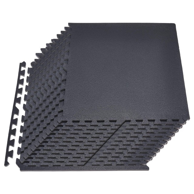 VEVOR Σετ Αφρώδους Παζλ Δαπέδου 24 τεμ, 610 x 610 x 14 mm, Υψηλής Πυκνότητας EVA, Προστατευτικά Μαξιλαράκια για Γυμναστήριο, Σπίτι, Γραφείο, Μαύρο HSXJDDHS056IX8C4P001V0