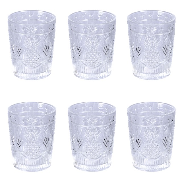 Villa dEste Home Σετ 6 Ποτήρια Νερού 250 ml από Διαφανές Γυαλί με Ανάγλυφη Επιφάνεια Pia Colada 5912171