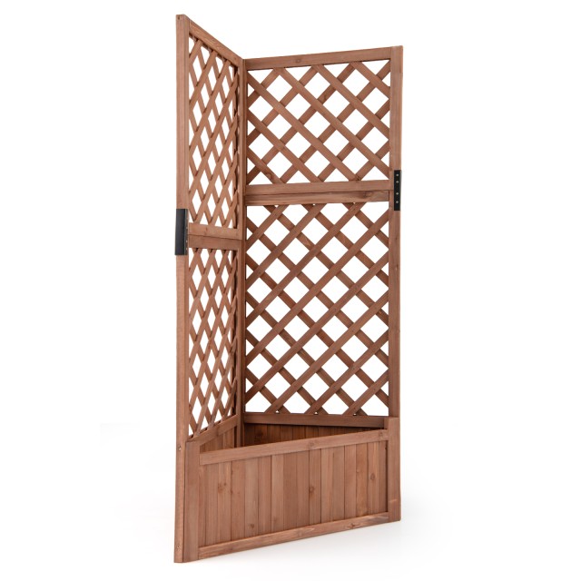 Costway Γωνιακή Ζαρντινιέρα με Πλέγμα Αναρρίχησης και Οπές Αποστράγγισης 140 x 55 x 55 εκ GT4533CF