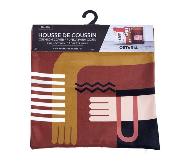 Ostaria Τετράγωνη Μαξιλαροθήκη Picasso Πολύχρωμη Πολυεστέρας Τερακότα -36048