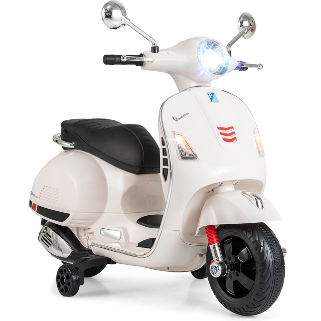 Costway Παιδική Ηλεκτρική Μοτοσικλέτα VESPA  με LED Προβολέα και Κόρνα, Λευκή 75 x 46 x 101 cm TQ10466DE-WH