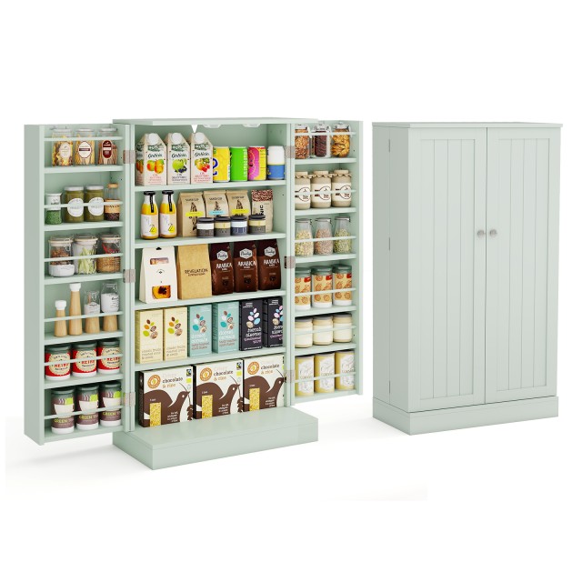 Costway Πράσινος Ελεύθερος Μπουφές Κουζίνας με Πόρτες και Ρυθμιζόμενα Ράφια, Ύψος 104 εκ. KC57806GN