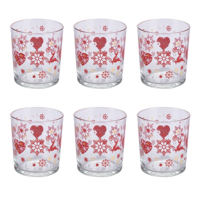 Galileo Σετ 6 ποτήρια νερού χριστουγεννιάτικα από γυαλί 265 ml Carousel Sibilla 5914452