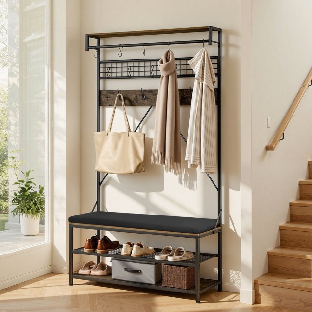 VEVOR Πολυλειτουργική Καλόγερος 1830 mm με Πάγκο Παπουτσιών, 2-επιπέδων και Ράφι Αποθήκευσης - Χωροθέτης Εισόδου TYDGNYMJDGSX3AOUZ001V0