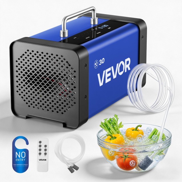VEVOR Επαγγελματική Γεννήτρια Όζοντος 30.000 mg/h με Καθυστέρηση 15 δευτ., Διπλό Σωλήνα, Οθόνη LCD, για Χώρους έως 250 τ.μ. GYCYFSQZD2500DUT5001V2
