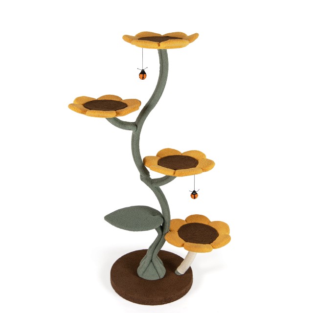 Costway 175 εκ. Δέντρο Γάτας με 5 Ανθόμορφες & Φυλλόμορφες Πλατφόρμες PV10410YW