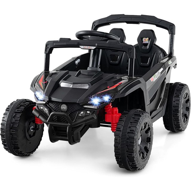 Costway Παιδικό ATV 24V Διθέσιο Ηλεκτροκίνητο Όχημα με 4 Κινητήρες, Ομαλή Εκκίνηση και Ανάρτηση, LED Φώτα, Μουσική - Μαύρο TQ10400DE-DK