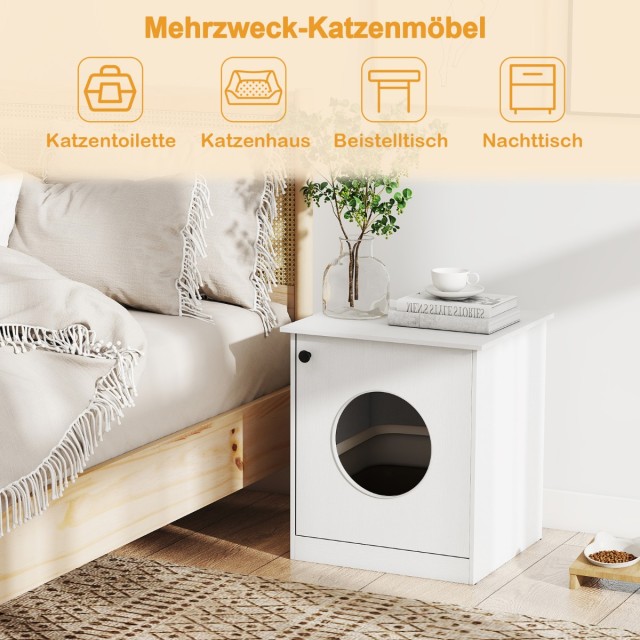 Costway Λευκός Ντουλάπι Γάτας με Καταπακτή - 51 x 47 x 57 cm PV10322WH