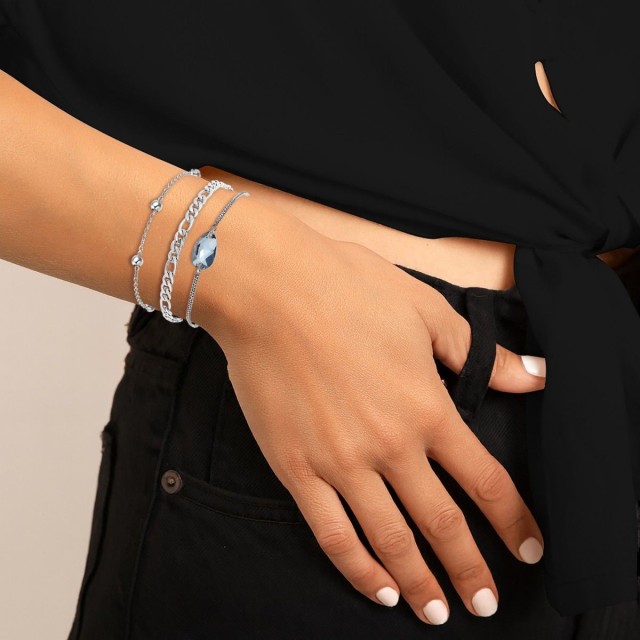 So Charm Σετ 3 Βραχιόλια διακοσμημένα με Κρύσταλλα Swarovski, Ασημί BS4388+B2384+B2371-A