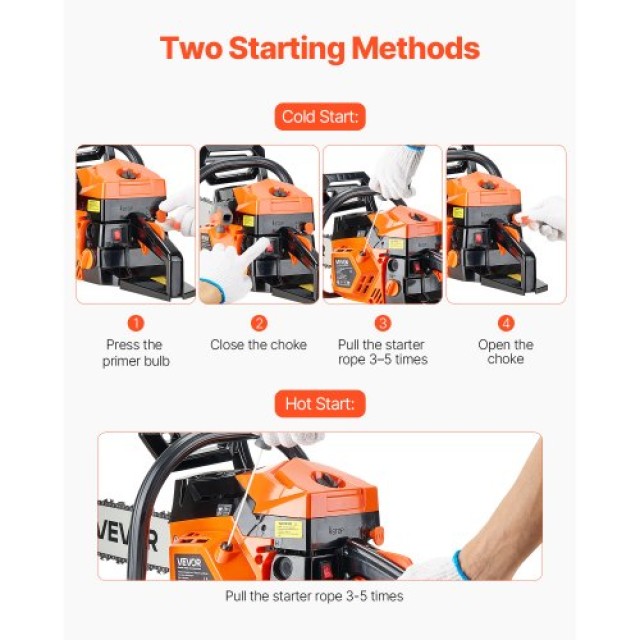 VEVOR Αλυσοπρίονο Βενζίνης 58cc 2.7 HP 20 ιντσών για Κοπή Ξύλων RQLJ20INCHECJ8F83001V0