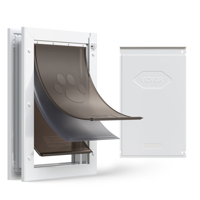 VEVOR Πόρτα Κατοικίδιων, Μεγάλη, με Τρεις Μαγνητικές Πόρτες και Μεταλλικό Πλαίσιο, Ανθεκτική και Αδιάβροχη, Εύκολη Εγκατάσταση, Άσπρη MSCWMLHJLM3PN3XKP001V0