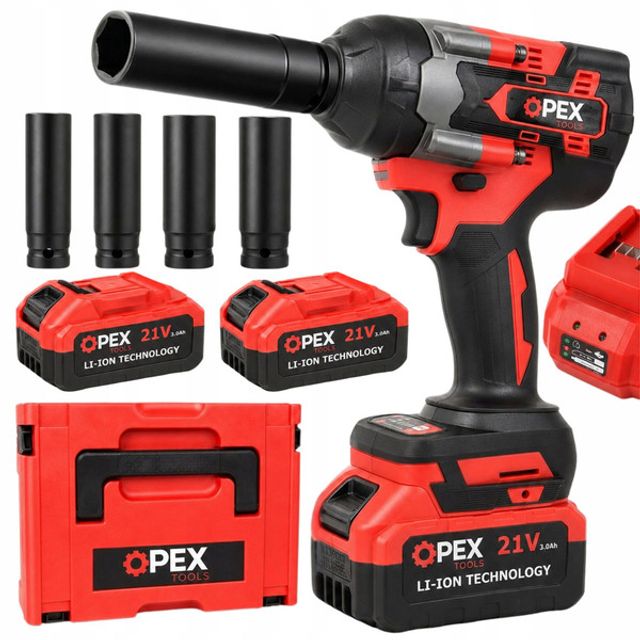 Verk Group OPEX TOOLS Παλμικό Κλειδί Μπαταρίας 21V Brushless 700Nm με 2 Μπαταρίες 3Ah, Καρυδάκια & Βαλίτσα 5907451391938