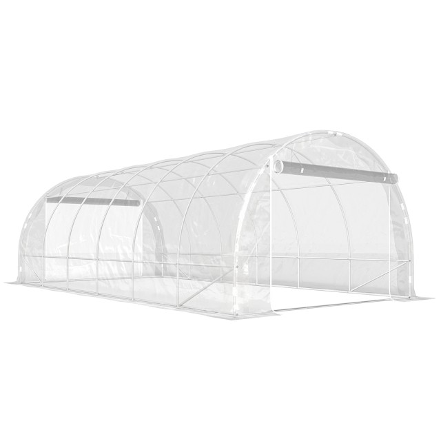 Outsunny Σέρα Τούνελ 3x6x2m με Ρολά Πόρτες, Μεταλλικός Σκελετός & Κάλυμμα PE Αντι-UV, Διαφανές 84H-443V02CR