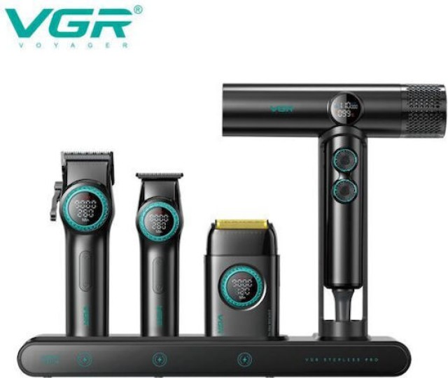 VGR  4 σε 1 Επαγγελματικό Σετ Κουρέματος Barber STEPLESS PRO VGR-0100
