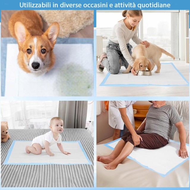 BAKAJI 120 x Πάνες Υγιεινής για Σκύλους με Αυτοκόλλητα Υπεραπορροφητικά 60x60 εκ. 02842892