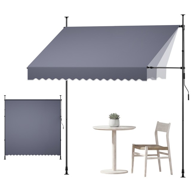 VEVOR Χειροκίνητη αναδιπλούμενη τέντα 250 cm, ρυθμιζόμενου ύψους, σκούρο γκρι SSSZYPSDLZS9B8XQL001V0