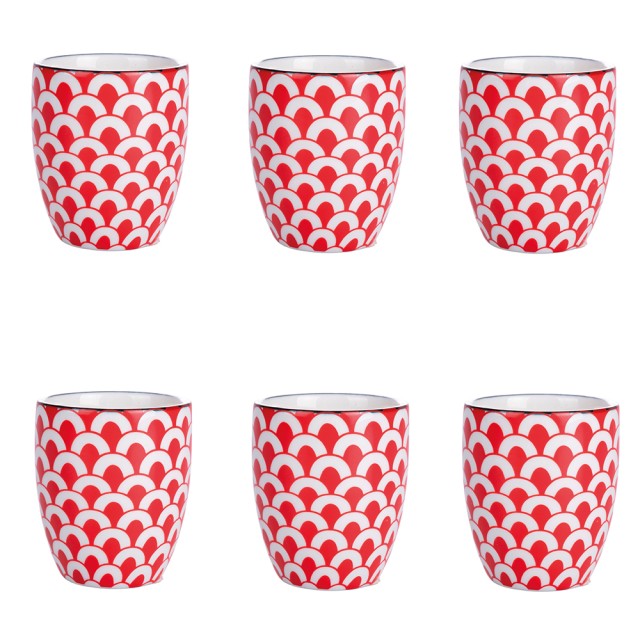 Villa dEste Home Σετ 6 Κούπες Καφέ 90 ml από Γκρες με Γεωμετρικό Σχέδιο Confusion 5922605