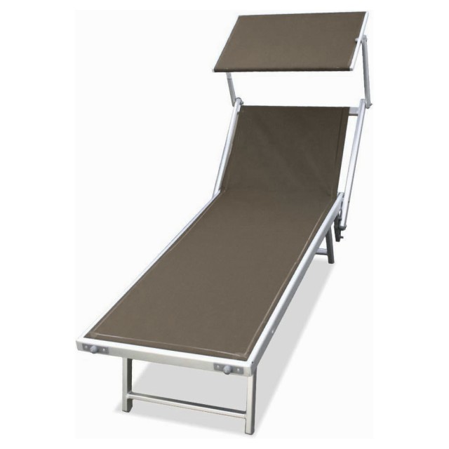 BAKAJI Ξαπλώστρα Παραλίας Ηλιοθεραπείας Αλουμινίου με Σκίαστρο Λινό Lido Mare 02001740