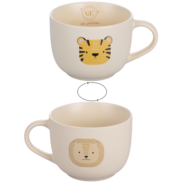 Villa dEste Home Κούπα 550 ml από πορσελάνη New Bone China με σχέδιο Double Face Τίγρης & Λιοντάρι - Les Petites Safari 5923309