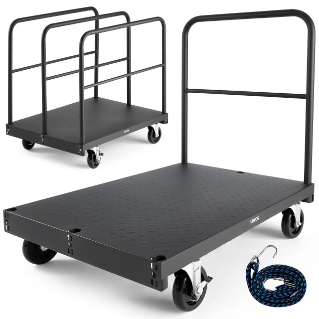 VEVOR Καρότσι Δομικών Υλικών έως 816 kg, 91.4 x 61 cm με Περιστρεφόμενους Τροχούς BLTCHJGSGSBKHBQFV001V0