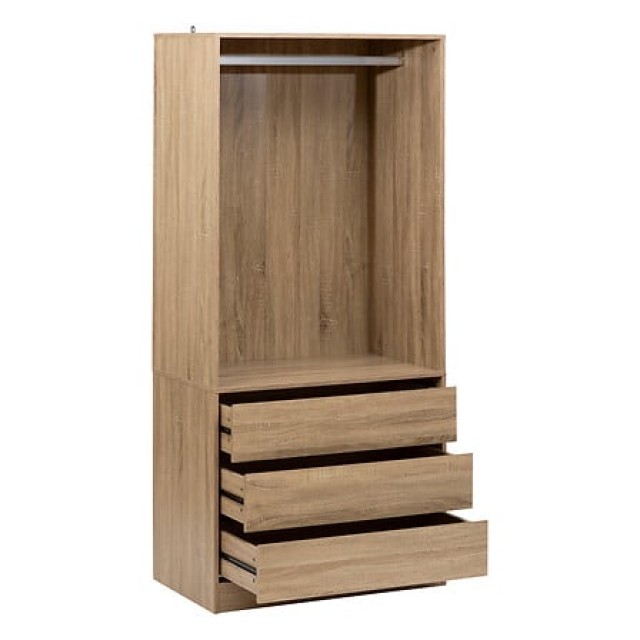 Ξύλινη Ντουλάπα με 3 Συρτάρια & Κρεμάστρα 80 x 48 x 180cm Φυσικό Ξύλο 193640 5Five Simply Smart