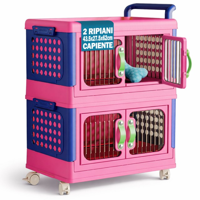 Shally Dogan Καρότσι Παιχνιδιών 2 Επιπέδων Στοιβαζόμενο Οργανωτής Ανοιγόμενος με Ρόδες 02001650