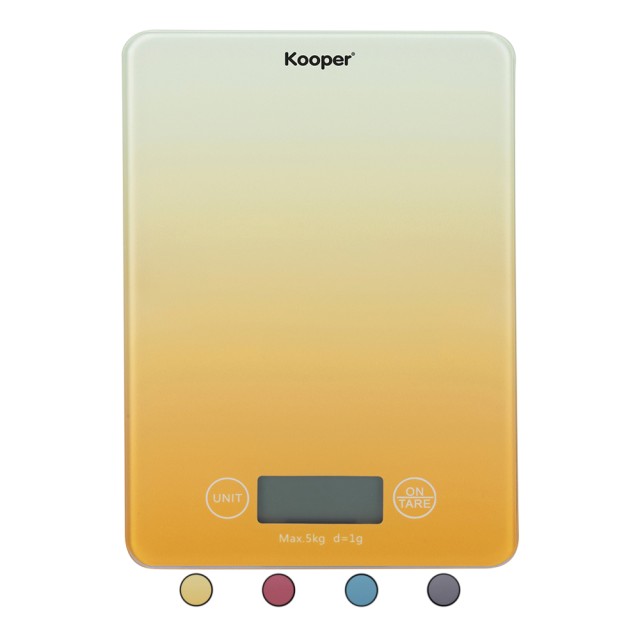Galileo Ψηφιακή ζυγαριά κουζίνας 5 Kg με επιφάνεια από σκλήρυνει γυαλί 215x15x17 cm Kooper 5921150 Τυχαία Επιλογή Χρωμάτων