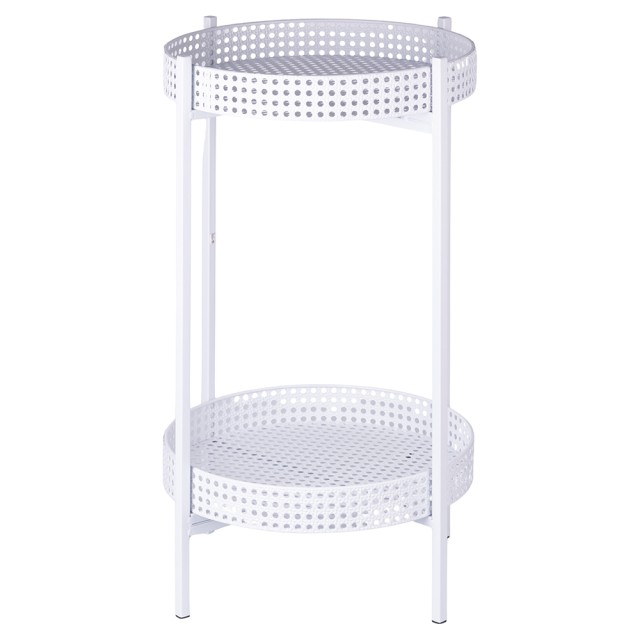 Galileo Πολυχρηστικό τραπέζι από σίδερο με 2 ράφια, εφέ ψάθας Βιέννης, αναδιπλούμενη κατασκευή, λευκό Est. 5920963