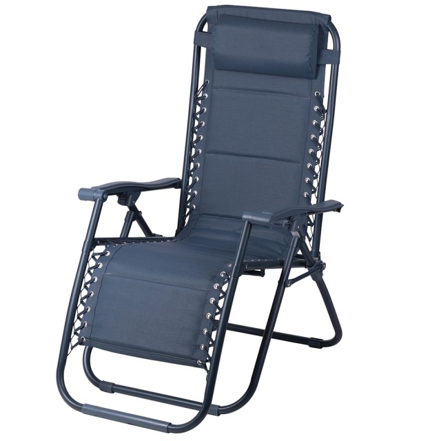 Galileo Πολυθρόνα μέγιστης χαλάρωσης σε μπλε χρώμα, με επενδυμένο κάθισμα και σκελετό από ανθρακοχάλυβα, ανακλινόμενη και πτυσσόμενη Rio Plus Est 5919730