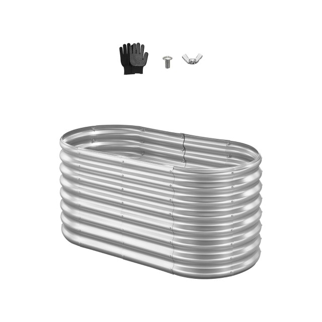 VEVOR Οβάλ Μεταλλικό Υπερυψωμένο Κρεβάτι Κήπου 1.2x0.6x0.6m για Λαχανικά & Λουλούδια, Γαλβανισμένο Χρώμα JSYHZZCTYXDXJLX6Y002V0