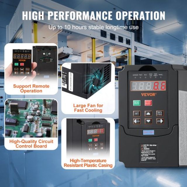VEVOR VFD 2HP, 1.5KW, 7.5A 220V Είσοδος 1/3 Φάσης σε 3 Φάσεις 0-400Hz BPQDQ15KW220PC4GYV7