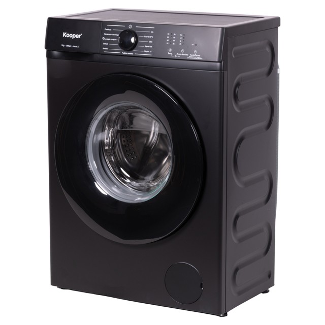 Kooper Στενό Πλυντήριο Ρούχων 7 Kg με 11 Αυτόματα Προγράμματα, 1200 RPM, Μαύρο Kooper 5926032