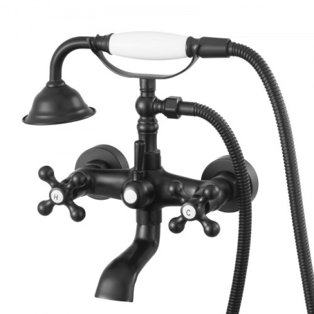 VEVOR Μαύρη Ματ Αναμεικτική Μπαταρία Μπανιέρας Τύπου Clawfoot με Ρυθμιζόμενους Βραχίονες και Ντους Χειρός BGSZZYGLTLTHGV59O002V0