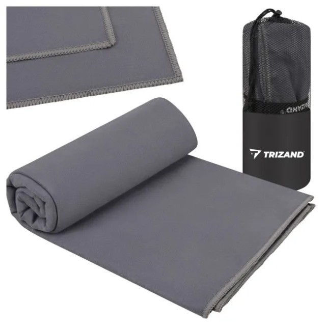 Trizand Πετσέτα Microfiber Ταχείας Στεγνώματος  180x100 εκ., Σκούρο Γκρι 27460
