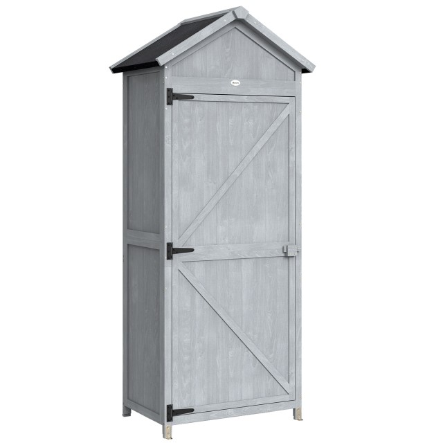 Outsunny Ξύλινη Ντουλάπα Κήπου 77 x 52,5 x 178 εκ. με Αναδιπλούμενο Πάγκο Εργασίας 84H-711V00GY