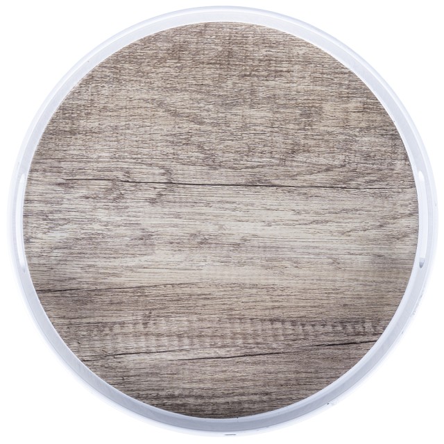 Galileo Στρογγυλός δίσκος 33 cm από πλαστικό PP με ξύλινη όψη, με διπλή λαβή και υπερυψωμένο χείλος Sibilla 2188012 Τυχαία Επιλογή Χρωμάτων