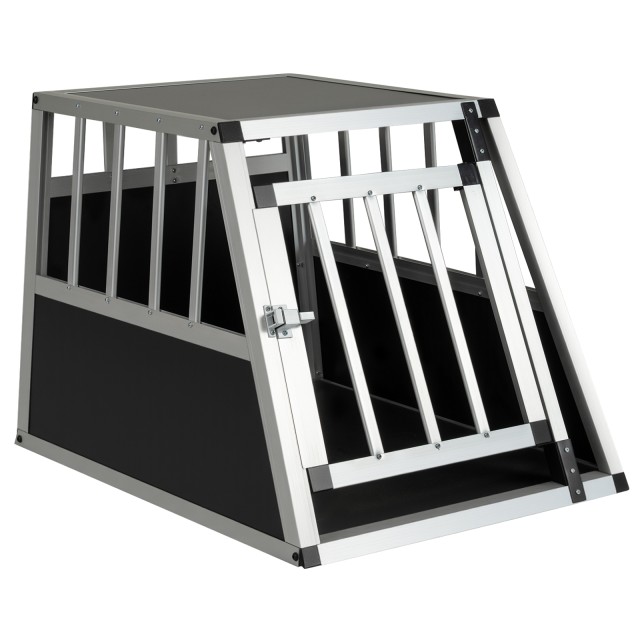 Costway Κλουβί Μεταφοράς Σκύλου Αλουμινίου με Κλειδωτή Πόρτα και Αφαιρούμενο Διαχωριστικό 69,5 x 54 x 50,5 cm PW10152