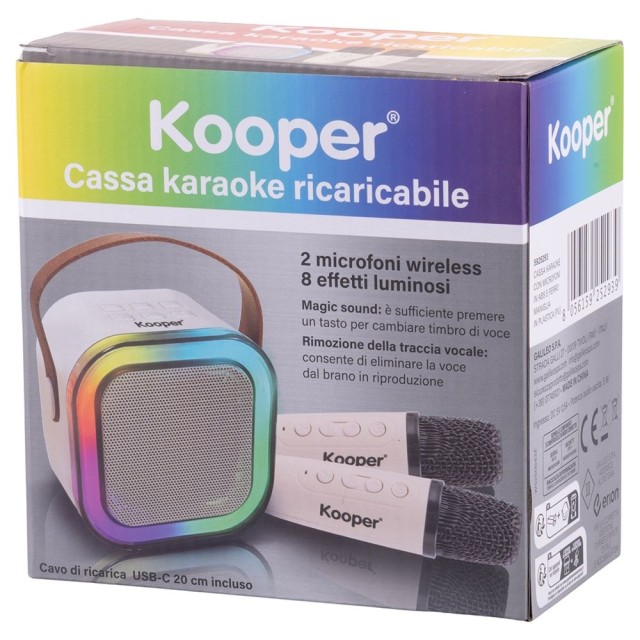 Galileo Φορητό Mini Καραόκε Ηχείο RGB με 2 Ασύρματα Μικρόφωνα Kooper 5925293