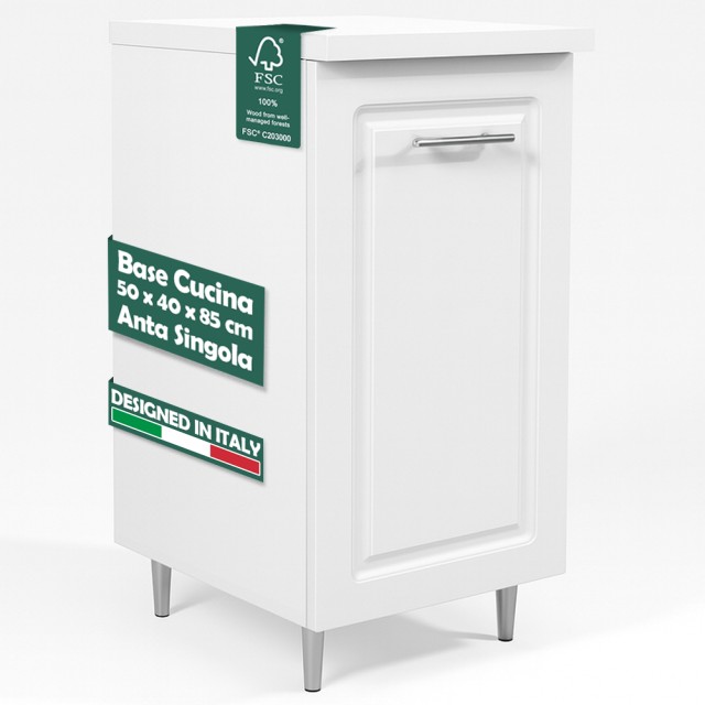 Shally Dogan Κινητή Βάση Κουζίνας Συνθέσιμη Μπουαζερί Χρώμα Λευκό με 1 Πόρτα και 2 Θήκες 02001631