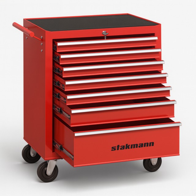 STAKMANN Καρότσι Εργαλείων με 7 Συρτάρια Κόκκινο Καρότσι για Εργαλεία από Ατσάλι 02001595