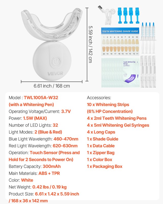 VEVOR Σετ Λεύκανσης Δοντιών με LED και Κινητή Βάση JBYCMBJWXSAJ35VIG001V9
