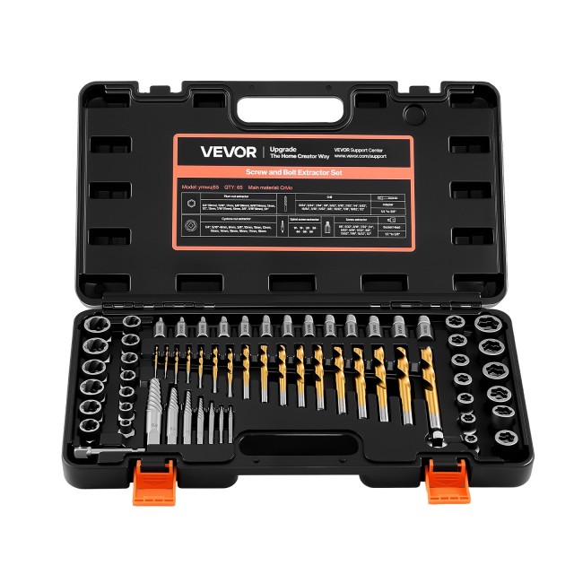 VEVOR Σετ Εξαγωγής Βιδών και Τρυπανιών 65 Τεμαχίων, Εξαγωγείς Μπουλονιών και Βιδών με Αξεσουάρ και Ανθεκτική Θήκη Αποθήκευσης DGNTQQTZDGNTDH4ND001V0